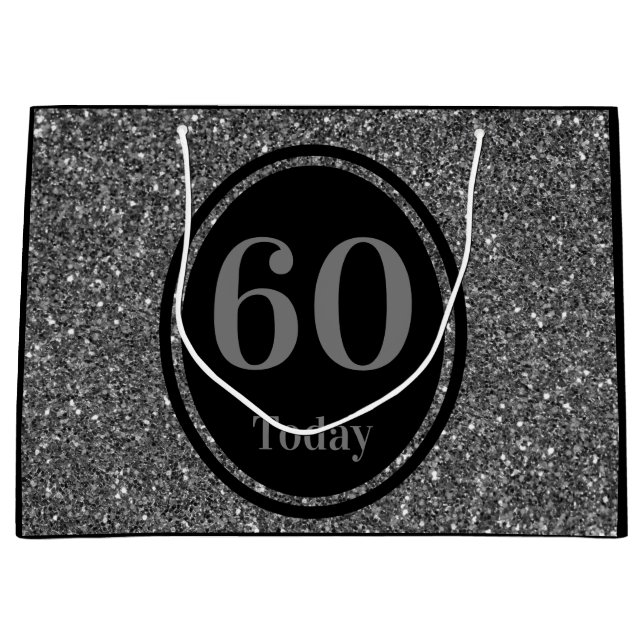 Stilvolle Geburtstagsgeschenk-Tasche 60. Große Geschenktüte (Vorderseite)