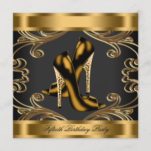 Stilvolle Geburtstagsparty High Heel Black and Gol Einladung