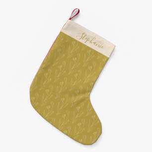 Stilvolle gelbe Blumenzeichnung personalisiert Kleiner Weihnachtsstrumpf