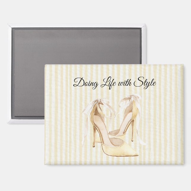 Stilvolle gelbe High Heels Magnet (Vorderseite/Rückseite)