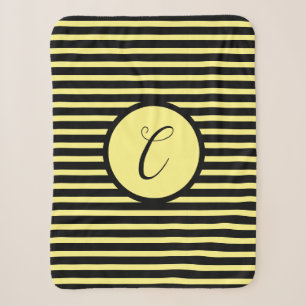 Stilvolle gelbe Streifen C Monogramm Wurfdecke Sherpadecke