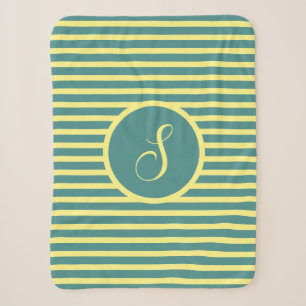 Stilvolle gelbe Streifen S Monogramm-Wurfdecke Sherpadecke