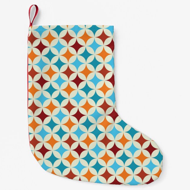 Stilvolle Geometrie: Vintages nahtloses Muster Kleiner Weihnachtsstrumpf (Vorderseite)