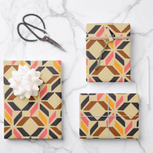 Stilvolle geometrische Formen des Mod Mitte Jahrhu Geschenkpapier Set