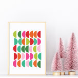 Stilvolle geometrische Kunstwerke Rosa Grün Poster<br><div class="desc">Ein lustiges,  geometrisches Design von Halbkreisen in einer hellen Farbpalette von Rot,  Rosa,  Orange und Grün</div>