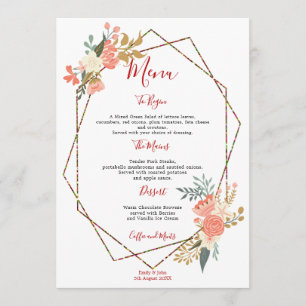 Stilvolle geometrische Rahmen Ambrose Florals Wedd Menükarte