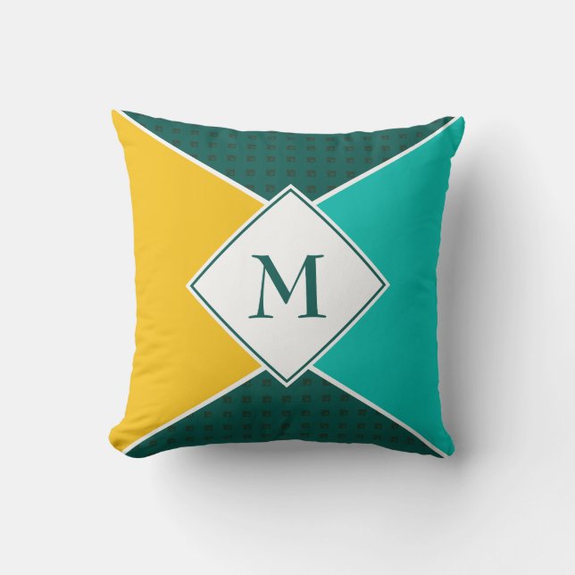 Stilvolle geometrische Sommerfarben des MONOGRAM Kissen (Vorderseite)