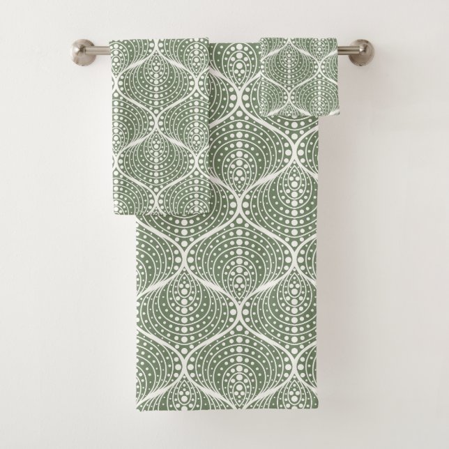 Stilvolle, geometrische, weiße Bögen Badhandtuch Set (Insitu)