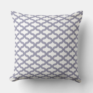 Stilvolle geometrische Wellenmuster Navy White Kissen