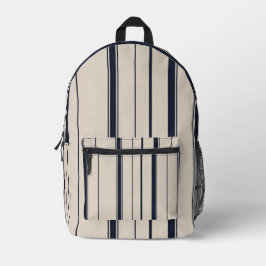 Stilvolle gestreifte blaue und cremefarbene Rucksa Bedruckter Rucksack