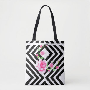 Stilvolle gestreifte Pink Rose-Tasche Tasche