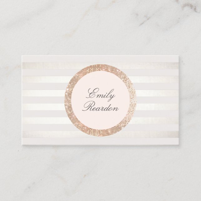 Stilvolle, gestreifte Rose Gold-Sequenz Rosa-Logo Visitenkarte (Vorderseite)