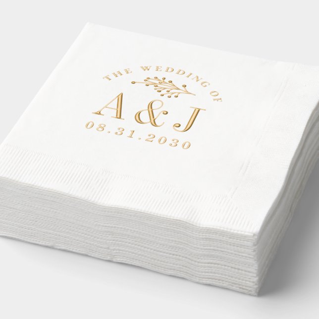 Stilvolle Gewerkschaft Hochzeitslogos mit Stempel  Servietten Mit Folie (Ausschnitt)