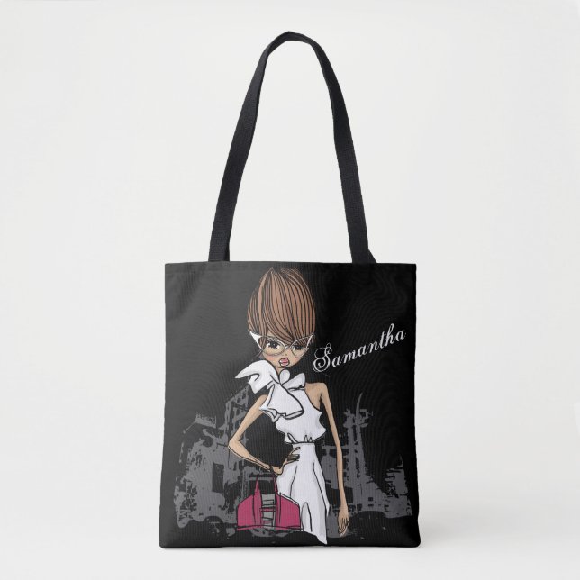 Stilvolle Girl Tote Bag Tasche (Vorderseite)