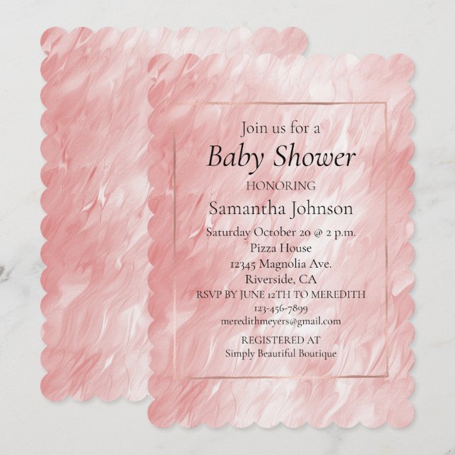 Stilvolle Girly Blush Pink Glam Einladung (Vorne/Hinten)