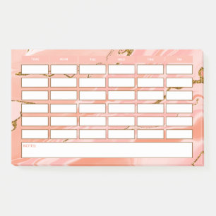 Stilvolle Girly Pink Gold School Zeitplan Post-it Klebezettel