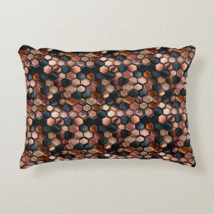Stilvolle Glam Black Rose Gold Tiles Dekokissen