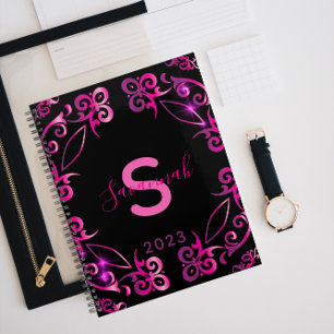 Stilvolle Glam Elegant Barock Black and Pink 2023 Planer