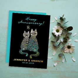 Stilvolle Glam Niedlich Jubiläum Gradient Blue Cat Folieneinladung