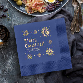 Stilvolle Glam Retro Blue Frohe Weihnachtsschneefl Servietten Mit Folie