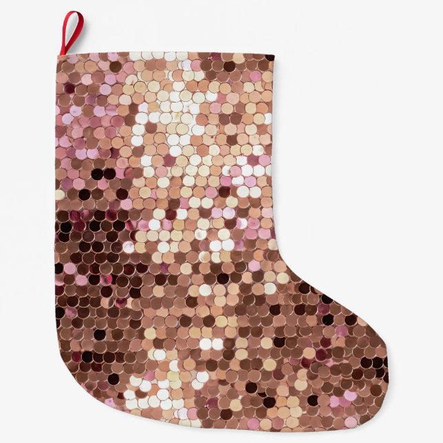 Stilvolle Glam Rose Gold Blush Pink Confetti Großer Weihnachtsstrumpf (Vorderseite)