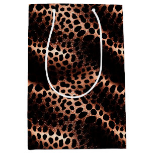 Stilvolle Glam Rose Gold Blush Pink Leopard Sparkl Mittlere Geschenktüte