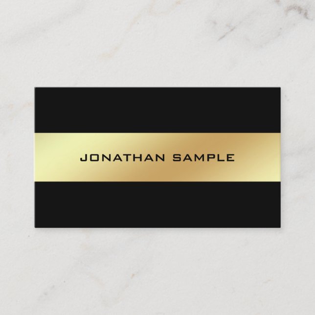 Stilvolle Glamour Black and Gold Schlicht Chic Gol Visitenkarte (Vorderseite)