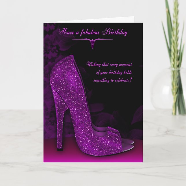 Stilvolle Glamour Shoe Birthday Grußkarte Karte (Vorderseite)