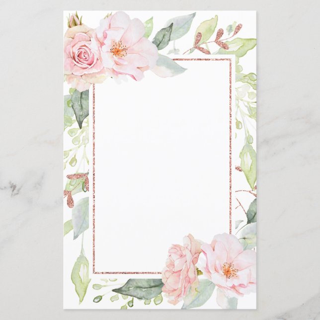 Stilvolle, glänzende Pink Blush Personal Stationer (Vorderseite)