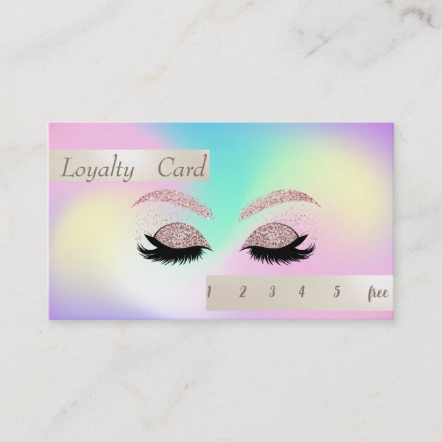 Stilvolle Glittery Imitate Lashes Ombre Holographi Treuekarte (Vorderseite)