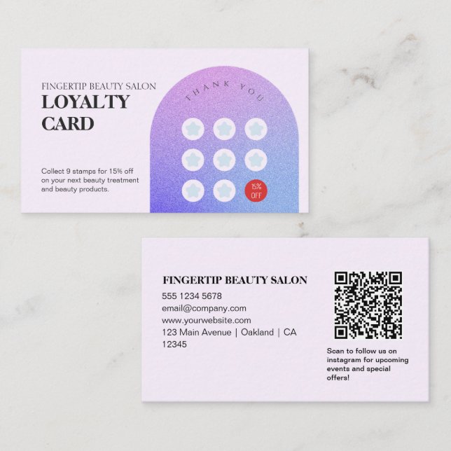 Stilvolle Glitzer Beauty Nail Salon Loyalty Card Visitenkarte (Vorne/Hinten)