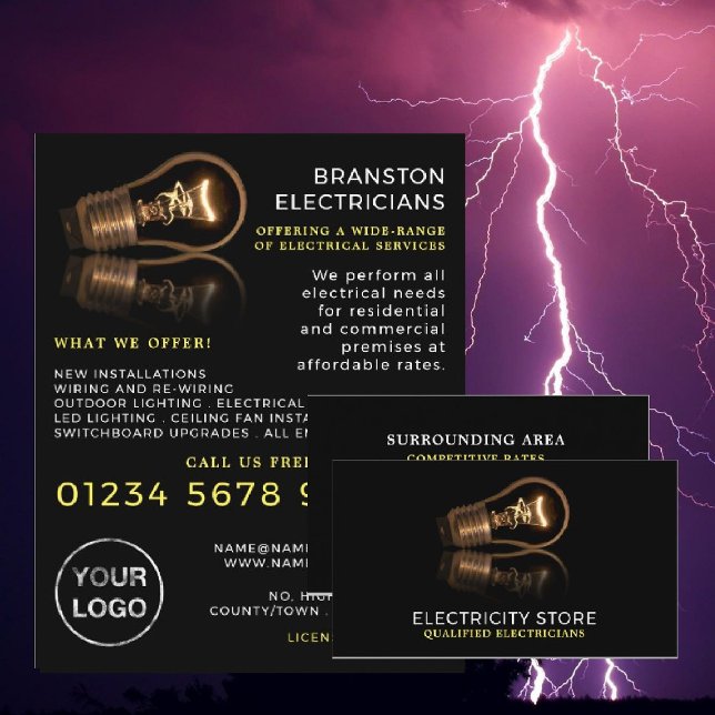 Stilvolle Glühbirne, Elektriker Visitenkarte (Von Creator hochgeladen)