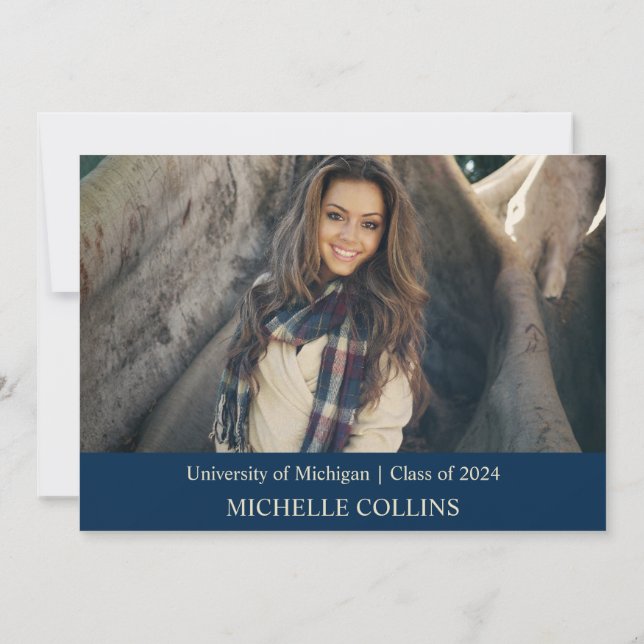 Stilvolle Gold Abschluss Einladung (Rückseite)