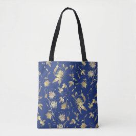 Stilvolle Gold-Blume auf Royal Blue Tasche