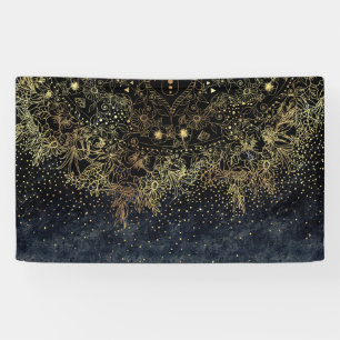 Stilvolle Gold Blumenmandala und Konfetti Banner