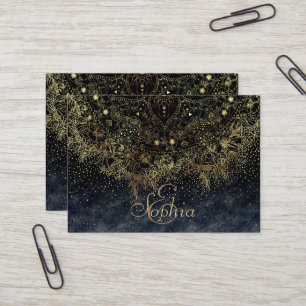 Stilvolle Gold Blumenmandala und Konfetti Visitenkarte