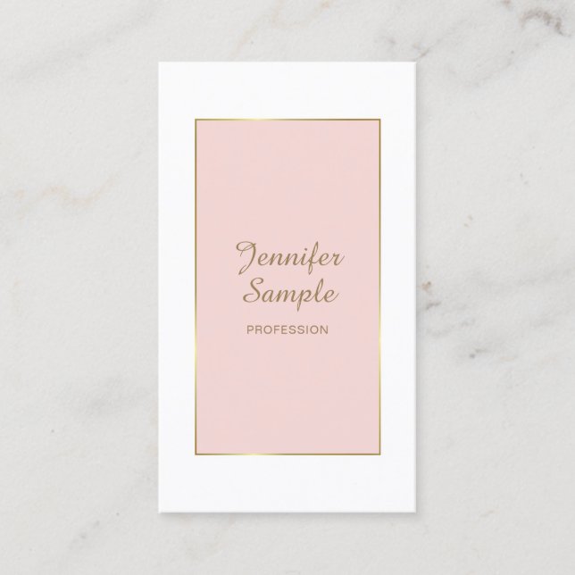 Stilvolle Gold Blush Pink White Modern Trendy Luxe Visitenkarte (Vorderseite)