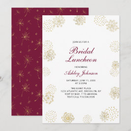 Stilvolle Gold & Burgund Bridal Luncheon Einladung