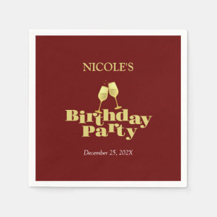 Stilvolle Gold Champagne Burgundy Geburtstagsparty Serviette
