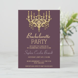 Stilvolle Gold Chandelier Party Einladung