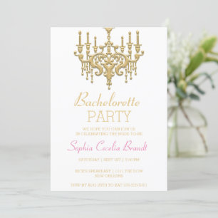 Stilvolle Gold Chandelier Party Einladung
