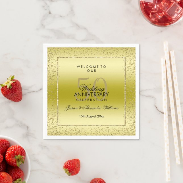Stilvolle Gold Confetti 50. Hochzeit Napkins Serviette (Beispiel)