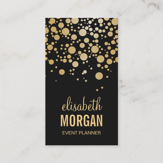 Stilvolle Gold Confetti Dots - Modernes Schönheits Visitenkarte (Vorderseite)