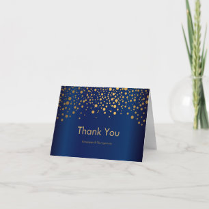 Stilvolle Gold Confetti Dots Navy Blue Satin Dankeskarte