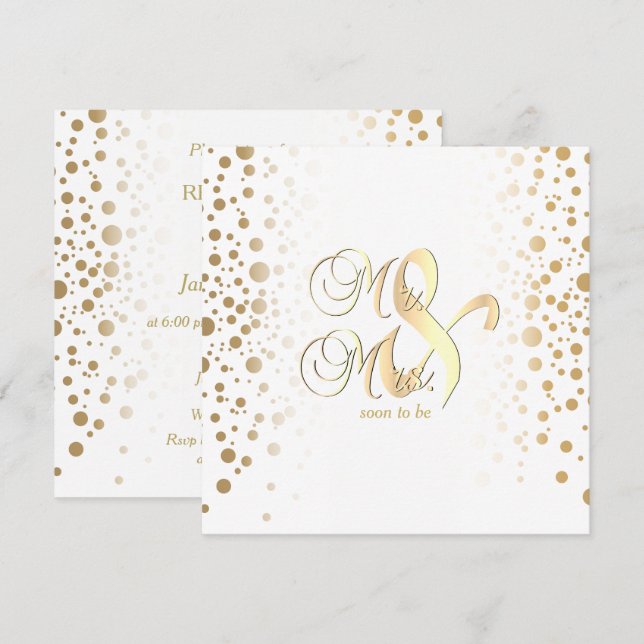 Stilvolle Gold Confetti Dots - Probe Dinner Einladung (Vorne/Hinten)