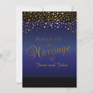 Stilvolle Gold Confetti Dots   Sapphire Blue Black Einladung