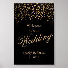 Stilvolle Gold Confetti Dots | Schwarz Poster