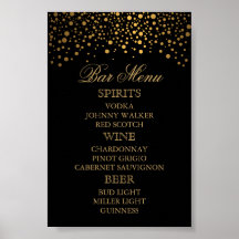 Stilvolle Gold Confetti Dots | Schwarzes Bar