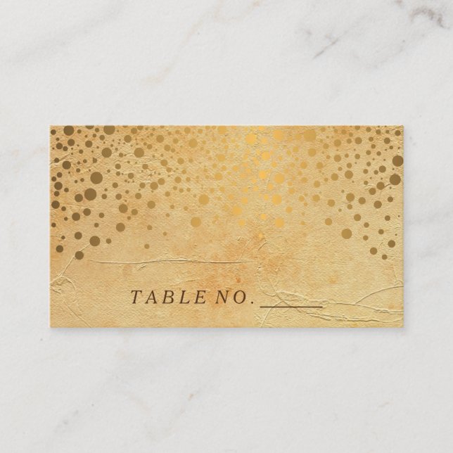 Stilvolle Gold Confetti Dots | VINTAGE PLATZKARTEN (Vorderseite)