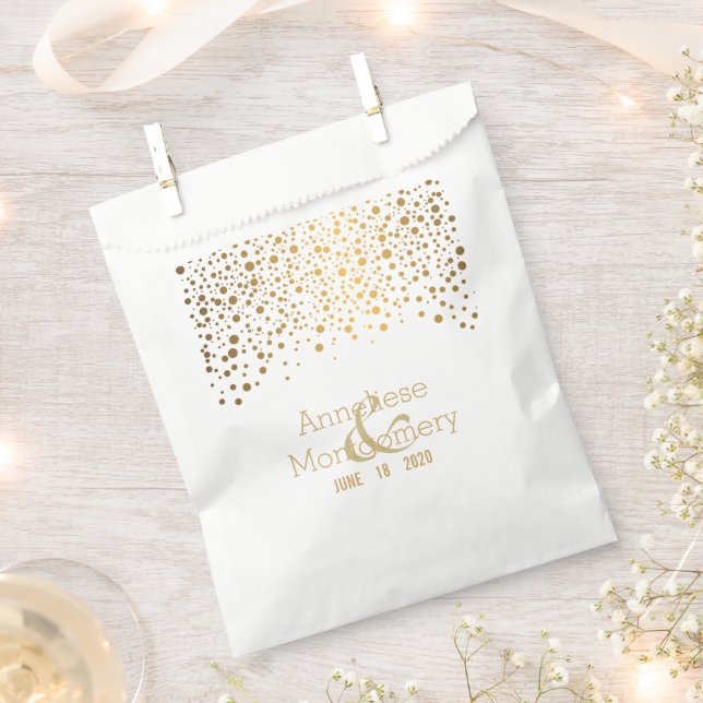 Stilvolle Gold Confetti Punkte auf Weiß Geschenktütchen (Ausgeschnitten)